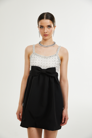 Parisa crystal-embellished bowknot mini dress