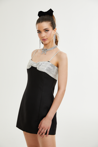 Lourdes bow-detail crystal-embellished dress