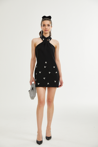 Charlene halterneck embellished mini dress