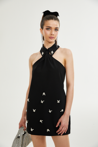 Charlene halterneck embellished mini dress