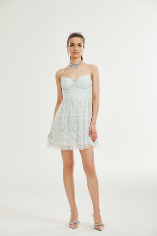 Vanna lace pleated mini dress