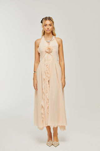 Élodie ruffled faux-flower maxi dress