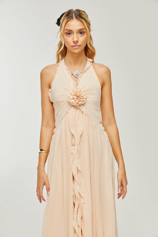 Élodie ruffled faux-flower maxi dress