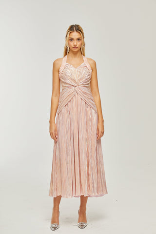 Fabienne crystal-embellished pleated midi dress