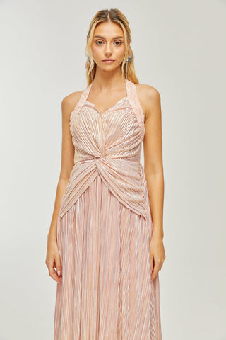 Fabienne crystal-embellished pleated midi dress