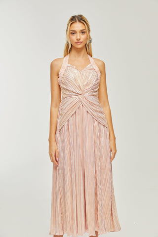 Fabienne crystal-embellished pleated midi dress