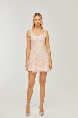 Safran pink lace mini dress