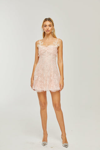 Safran pink lace mini dress