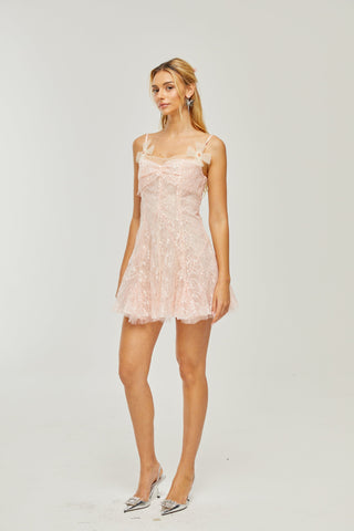 Safran pink lace mini dress