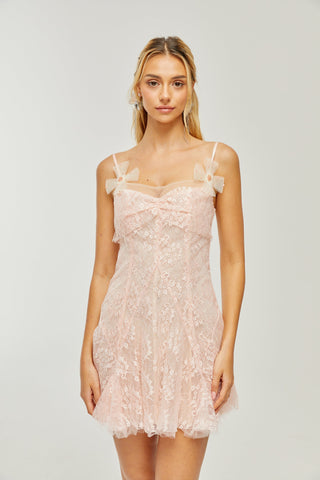 Safran pink lace mini dress