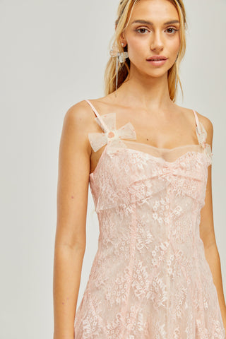 Safran pink lace mini dress