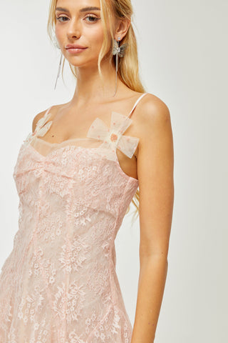 Safran pink lace mini dress