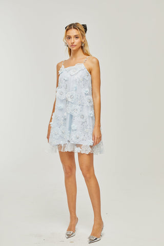 Suzette crystal-embellished floral mini dress