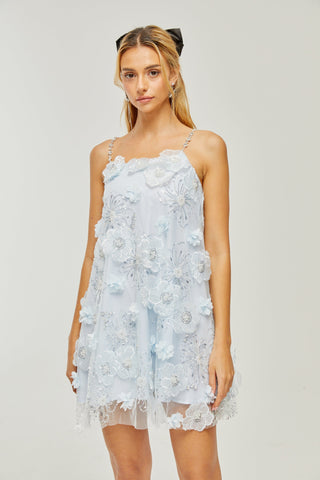 Suzette crystal-embellished floral mini dress