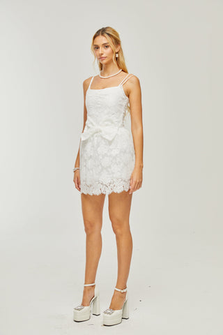 Perrine guipure-lace bow-detail mini dress