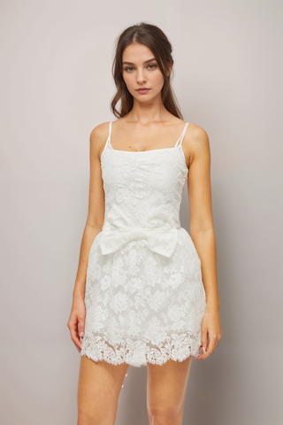 Perrine guipure-lace bow-detail mini dress