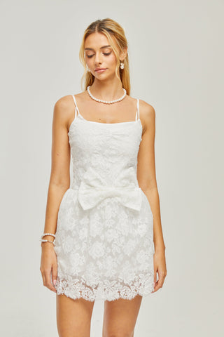 Perrine guipure-lace bow-detail mini dress