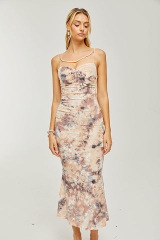 Victoire pattern-print fitted midi dress