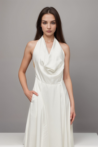 Lucena scoop-back cowl-neck dress