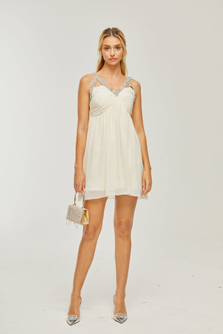 Roseline crystal-embellished V-neck dress