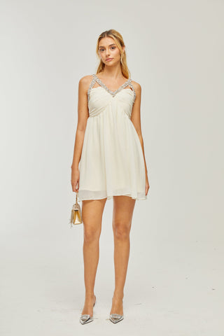 Roseline crystal-embellished V-neck dress