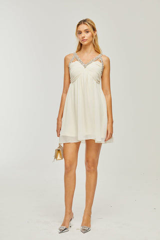 Roseline crystal-embellished V-neck dress