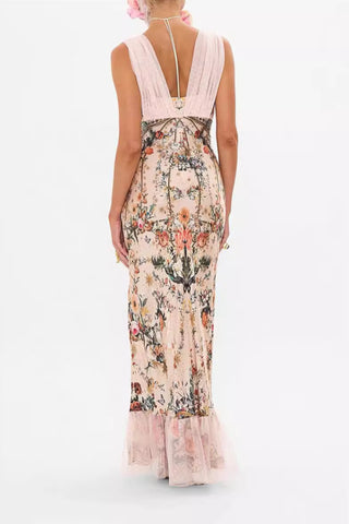 Floral mermaid sleeveless maxi dresses