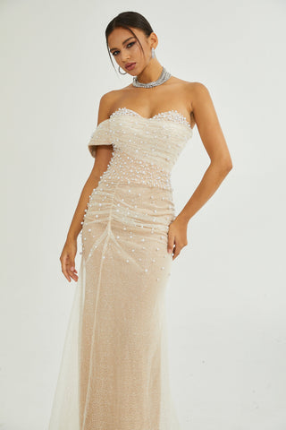 Sabine faux pearl-embellished maxi dress