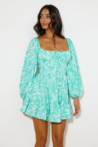 Long Beach Walks Mini Dress Mint