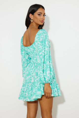 Long Beach Walks Mini Dress Mint