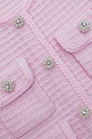 PINK SEQUIN TEXTURED KNIT JACKET