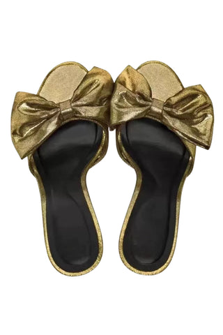 High Heel with bow -gold