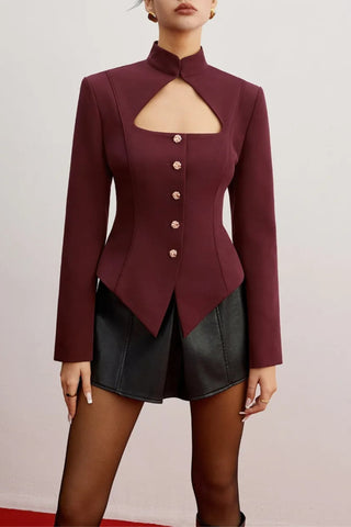 STAND COLLAR CUTOUT BLAZER