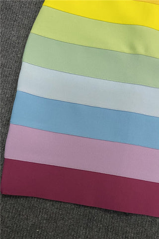 Rainbow sleeveless bandage mini dresses