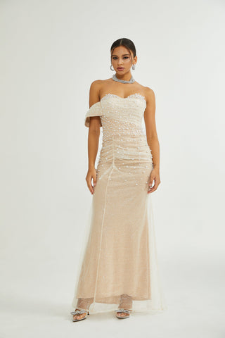 Sabine faux pearl-embellished maxi dress