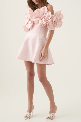 Etta flower strapless mini dress in pink