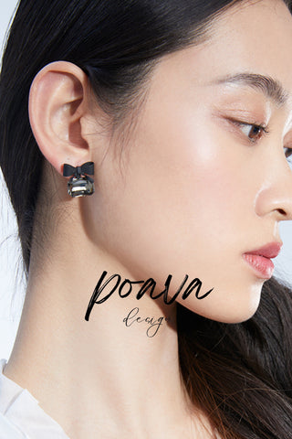 Black bow Embellished earrings