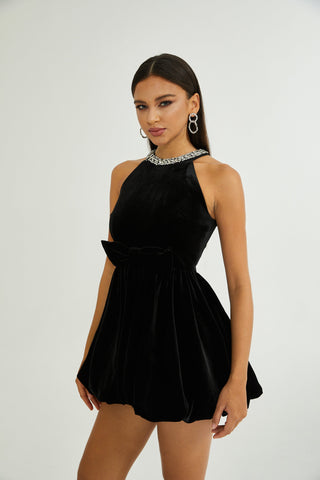 Éléonore black velvet dress