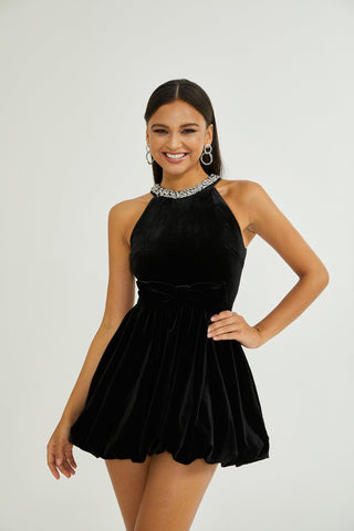 Éléonore black velvet dress