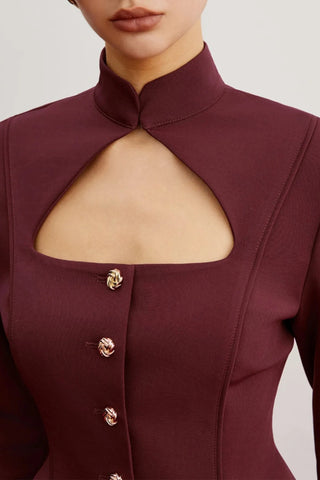 STAND COLLAR CUTOUT BLAZER