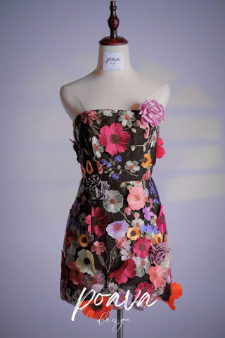 Floral Strapless mini Dress