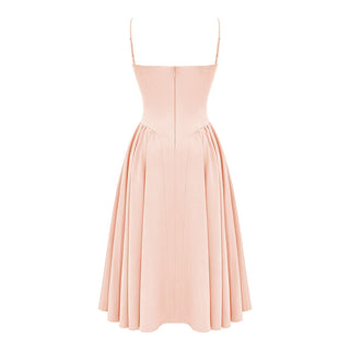 Soleil pink pleated corset midi dress