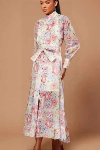 Éliane floral-print flared midi dress