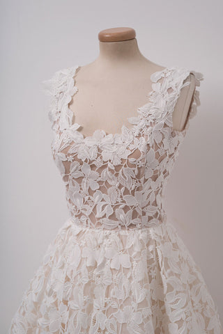 Ivory white lace mini prom dress