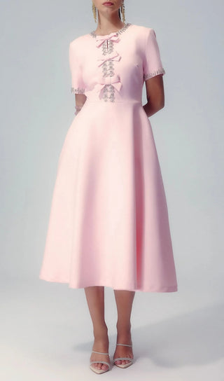 Zoe Bowknot Crystal-embellished Midi Dress