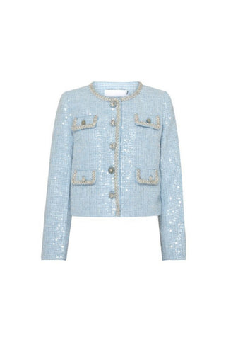 BLUE SEQUIN BOUCLE JACKET