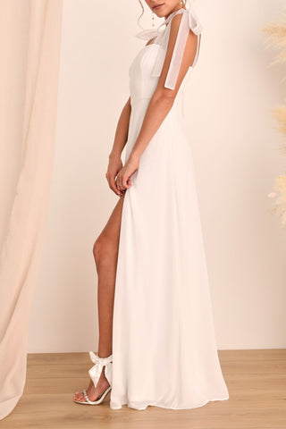 White Tie-Strap Maxi Dress