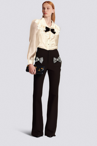 Gelsomina bow-embellished flared trousers