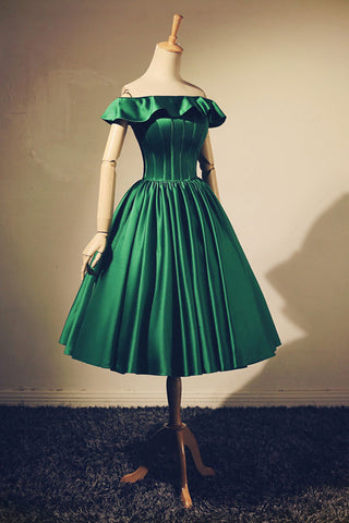 green stain mini prom dress