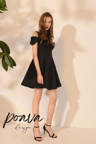 V neck mini dresses in black